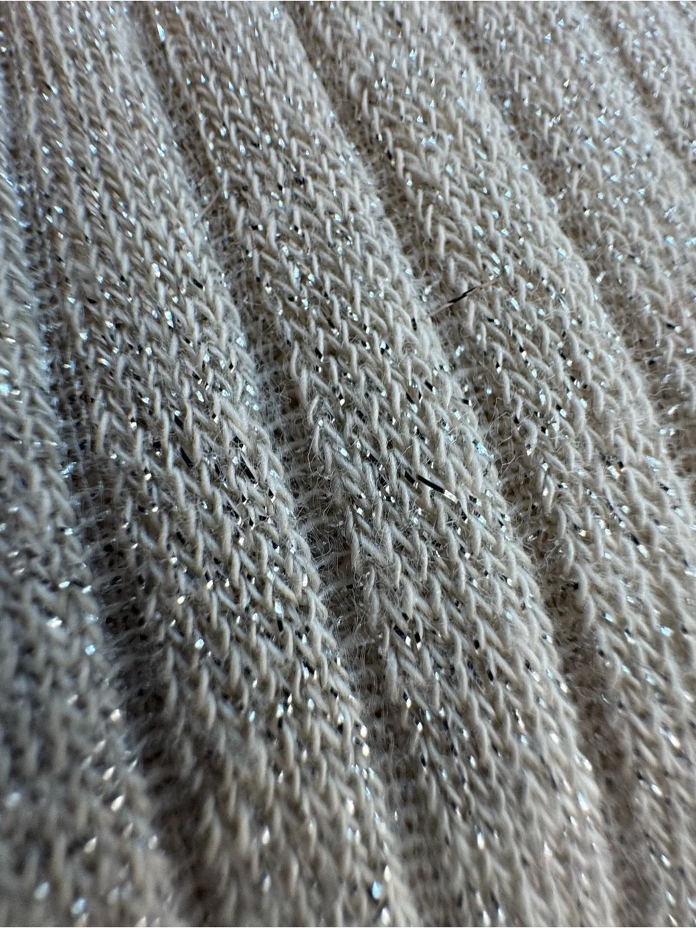Stems Ribbed Knit Crew Sock in Beige, Subtle Glitter, NWOT - Picture 2 of 3